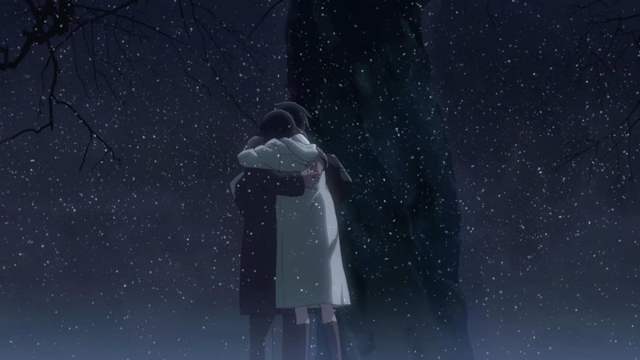 Characters Hugging in 5 Centimeters Per Second