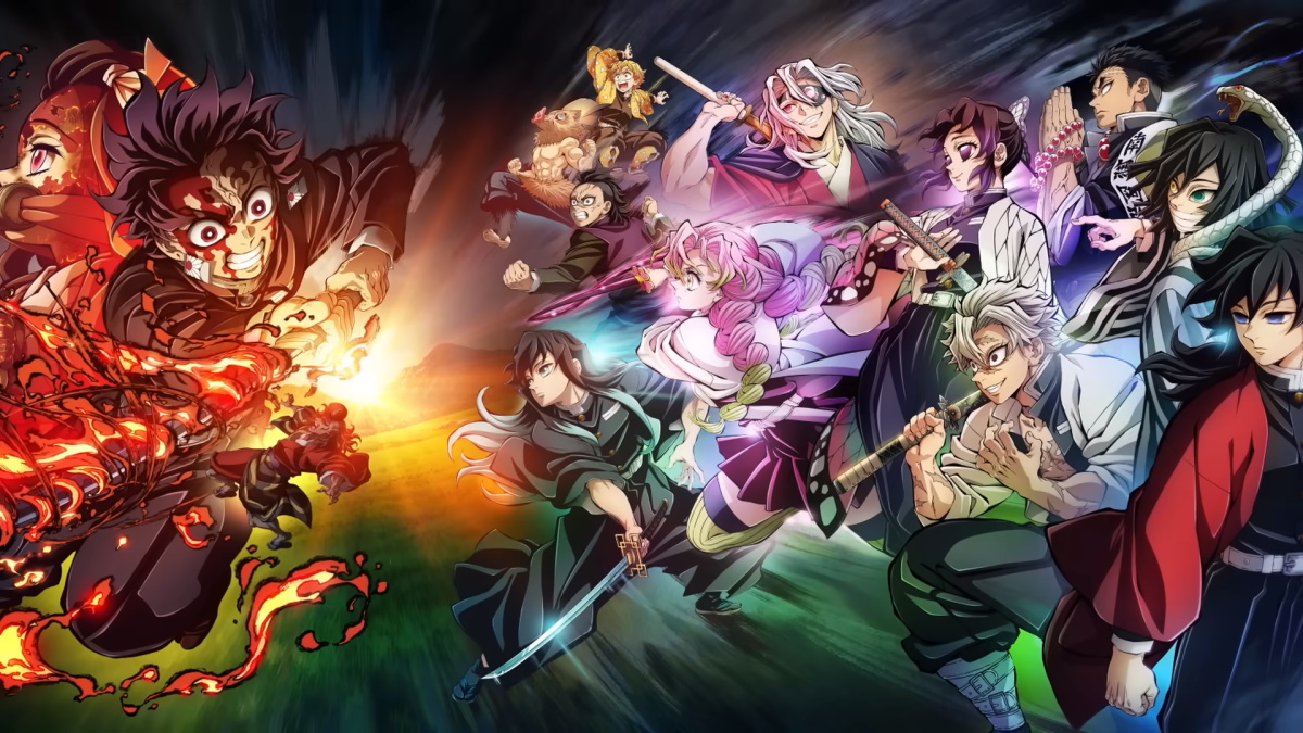 Characters Posing Together in Demon Slayer To the Hashira Training Key Visual