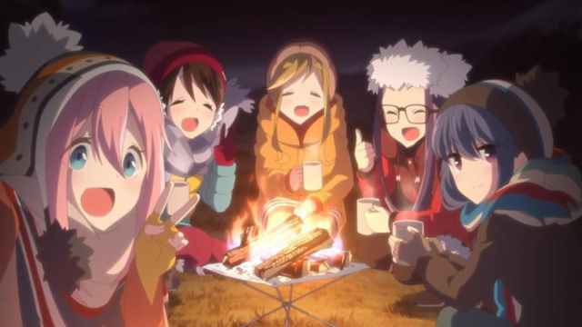 Girls Drinking Hot Chocolate in Laid Back Camp