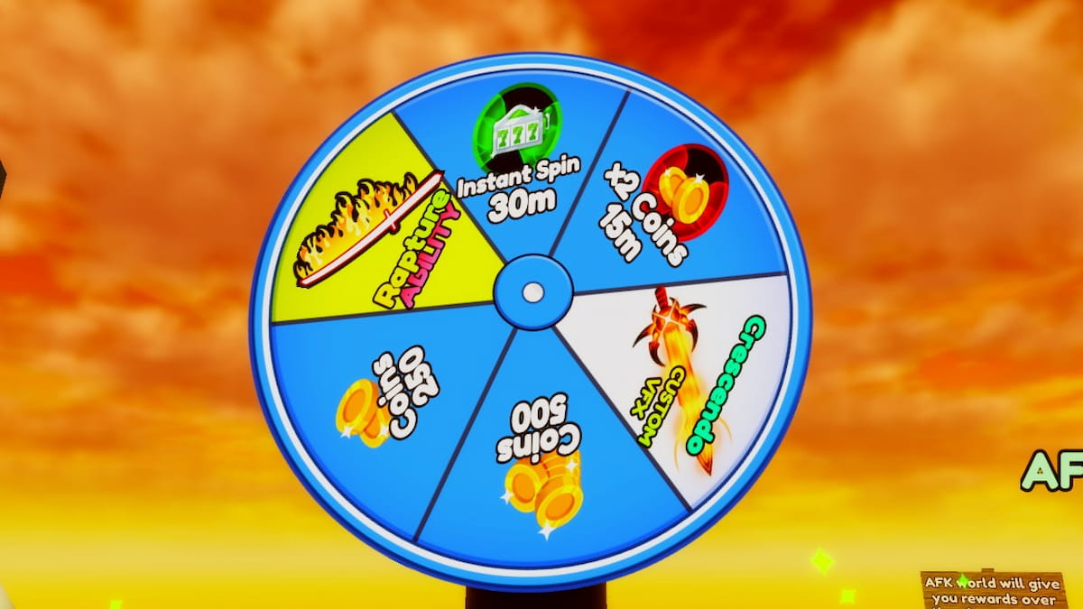 Instant Spin as a reward on the fortune wheel in Blade Ball