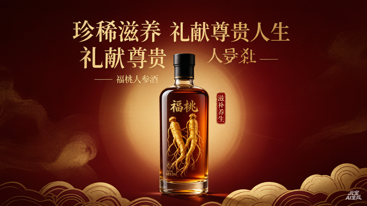 福桃三根人参酒主视觉